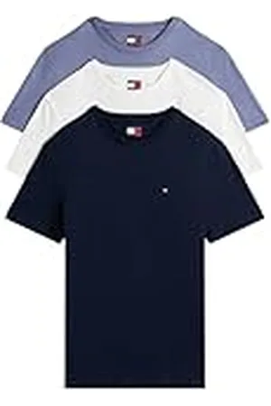 Tommy Hilfiger Camisetas de Manga Corta Hombre Pack de 3 de algodón, Multicolor (Ecru/Drk NGHT NV/BLU Mmnt), L
