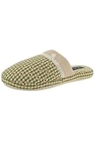 De Fonseca Pantofola Donna Woven Vichy con Fiorellini, Suola In Gomma TPR Rinforzata, Ciabatte Da Casa, Pantuflas Mujer, , 39 EU