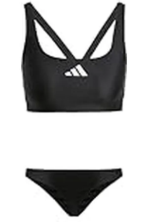 adidas Bikini Femenino de 3 Rayas con Espalda en V 30, Negro/Blanco, 58