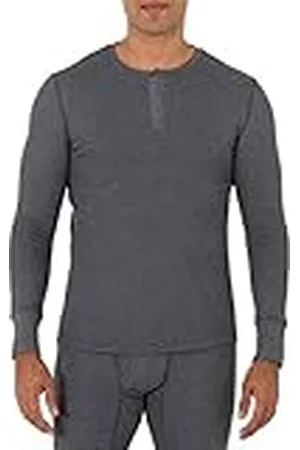 Fruit Of The Loom Camiseta térmica Henley de Punto gofre Reciclado (Paquete de 1 y 2) Pijama, , 3XL para Hombre