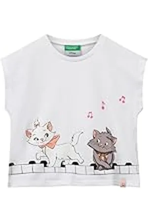 Benetton T-Shirt 3jerg10jc Camiseta, Color Blanco, 2 años para Niñas