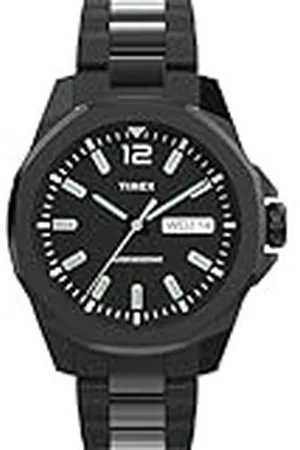 Timex Trend Reloj para Hombre, Pulsera de Acero Inoxidable Negra, Esfera Negra, Caja Negra, 44 mm, TW2Y28800