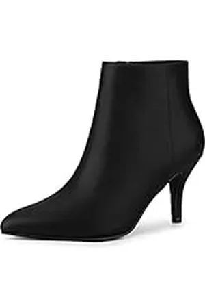 Allegra K Botines de tacón de aguja con cremallera y puntera puntiaguda para mujer, Black, 40 EU