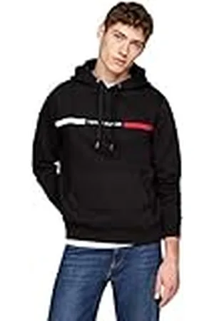 Tommy Hilfiger Hoodie Hombre Chest Insert con Bolsillo Canguro, Negro (Black), XS