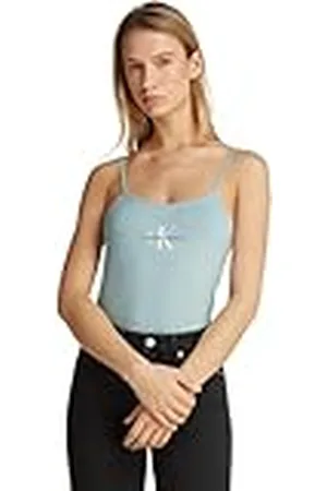 Calvin Klein Camiseta de Tirantes Mujer Strappy Tank Top Slim Fit, Turquesa (Cloud Blue), S