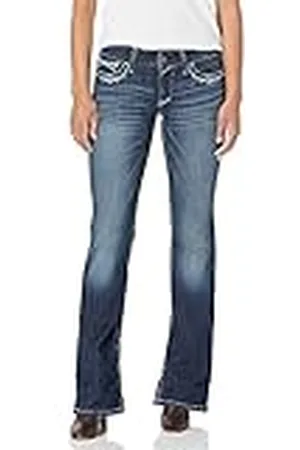 Ariat R.e.a.l. Mid Rise Straight Leg Jean-dotd Pantalones Vaqueros, Azul (Ocean), 26W / 31L para Mujer