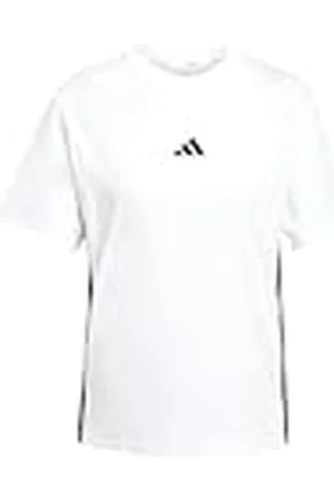 adidas Mujer Essentials 3-Stripes Cotton T-Shirt, White/Black, S