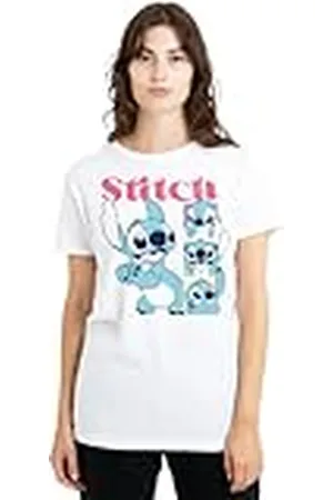 Disney Lilo and Stitch 100 Kisses Womens Classic T Shirt, White Camiseta, , S para Mujer