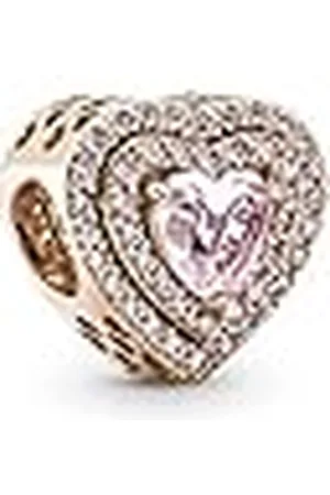 PANDORA Timeless Dije con diseño de corazón nivelado centelleante con cristal rosa orquídea y elegante circonita cúbica rosa fantasía
