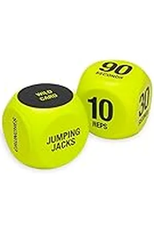 SPRI Exercise Dice (6-Sided) - Game for Group Fitness & Exercise Classes - Includes Push Ups, Squats, Lunges, Jumping Jacks, Crunches & Wildcard (Includes Carrying Bag)