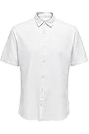 Only & Sons Onscaiden SS Linen Shirt Noos Camisa, Blanco, M para Hombre