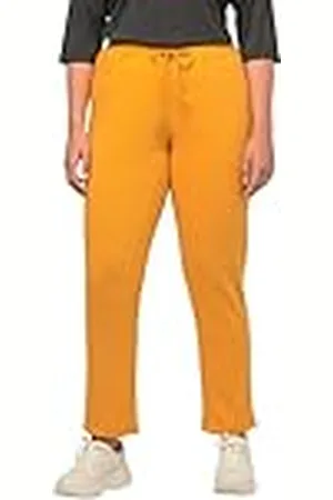 Ulla Popken Pantalones de Sudadera, Interior Suave, Cintura elástica, Naranja/Amarillo, 48-50 para Mujer