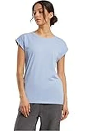 Build Your Brand By021-ladies Extended Shoulder tee Camiseta, Color Azul, M Mujeres