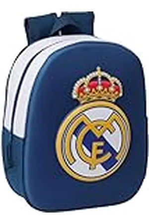 Safta REAL MADRID 3D - Mochila Escolar, con Diseño 3D, Adaptable a Carro, Ideal para Niños de Diferentes Edades, Cómoda y Versátil, Calidad y Resistencia, 27x10x33 cm