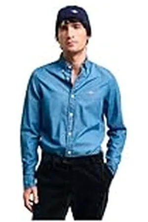 GANT Slim Indigo BD Camisa de Vestir, , S Hombres