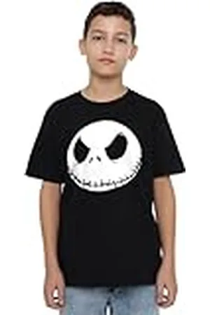 The Nightmare Before Christmas Jack Face Black Unisex Kids T Shirt Camiseta, , 9-10 años para Niños