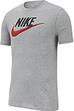 Nike M NSW tee Brand Mark Camiseta de Manga Corta, Hombre, dk Grey Heather/Black/Habanero Red, S