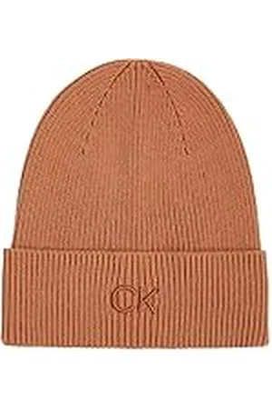 Calvin Klein Gorro de Punto Mujer Embroidery Fine Rib Beanie Cálido, , Talla única