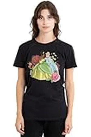 Disney Mandarin creative ltd Tiana and Cinderella in The Garden Ladies T Shirt, Black Camiseta, , M para Mujer