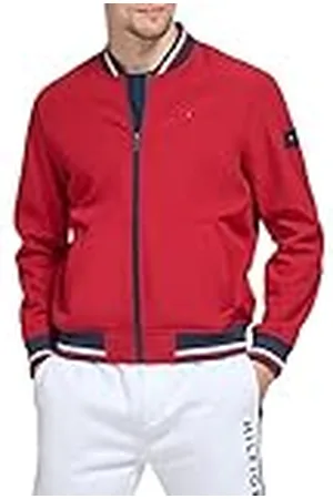 Tommy Hilfiger Chaqueta bomber ligera de punto acanalado para hombre, , X-Large