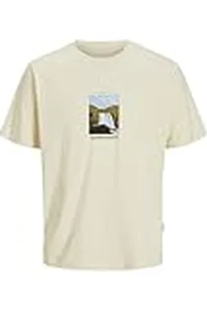 JACK & JONES Jorsplit Graphic Front tee SS Crew Neck, Blanco Envejecido, L Hombres