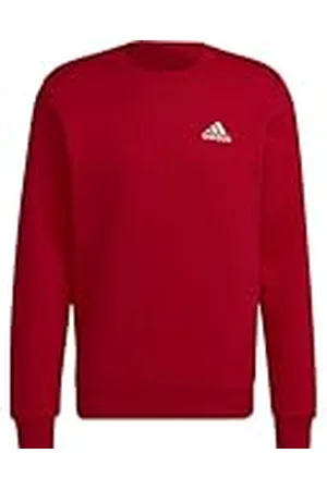 adidas Hombre FEELCOZY Essentials Fleece Sweatshirt, Scarlet/White, S
