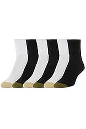 Gold Toe Gold Toe Tobillera con manguito de giro de tamaño extendido para mujer Talla única En blanco y negro (6 Par Pack)