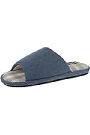 De Fonseca Pantuflas de hombre abiertas de tejido con estampado de tartán escocés, forro de algodón, suela de goma TPR reforzada, , 42/43 EU