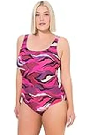 Ulla Popken Badeanzug Alice, Softline, Dg, Waves Traje de baño de una Sola Pieza, Color Morado, 50-52 Mujeres