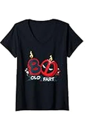 Marvel Mujer Deadpool 80th Birthday Party "80 Old Fart" Funny Camiseta Cuello V