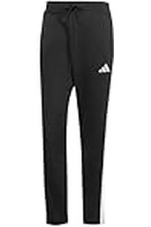 adidas Pantalón Esencial de Forro Polar con Tres Rayas para Hombre y Adulto, Dobladillo Abierto, Talla S, Color Negro y Blanco