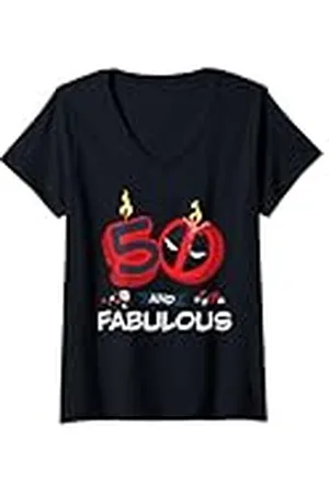 Marvel Mujer Deadpool 50th Birthday Party "50 and Fabulous" Funny Camiseta Cuello V