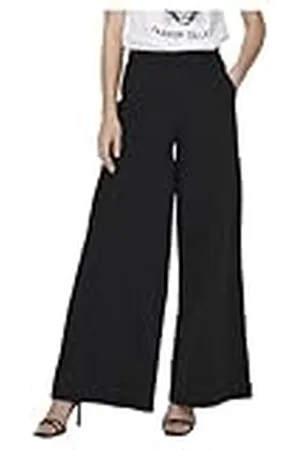JDY Tanja Wide Flowy Pant Jrs Pantalones de Tela, Negro, XL x 32L para Mujer
