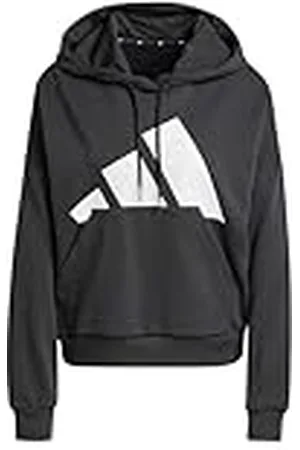 adidas Mujer Essentials Big Logo French Terry Loose Hoodie, Black/White, XS