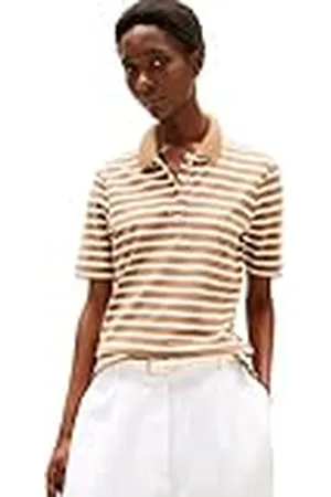 Tommy Hilfiger 1985 Reg Pique Polo SS Ww0ww43224 S/S, Brown (Hickory/Ecru STP), L para Mujer
