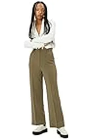 Koton Wide Leg Fabric Trousers High Rise Relax Cut Ribbed Detail Pockets Calzoncillos, , S De Las Mujeres