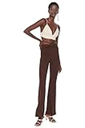 Trendyol Pantalones Acampanados de Cintura Alta para Mujer, , 38