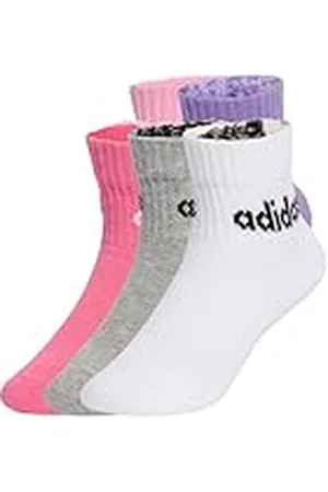 adidas Unisex niños LINEAR KIDS ANKLE SOCKS 5pP, True Pink/Pink Fusion/Violet Fusion/Medium Grey Heather, 6-7 Years