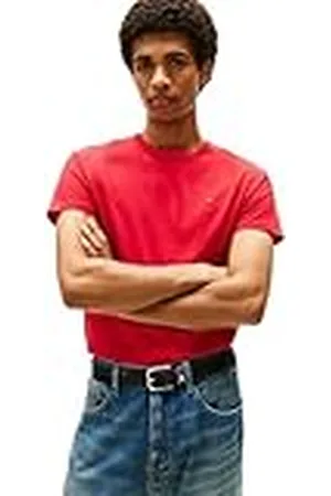 Tommy Hilfiger Camiseta de Manga Corta TJM Original Slim Fit, Rojo (Sapphire Red), S