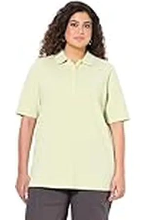 Ulla Popken Poloshirt, Piqué, Polokragen, Samt-Knopfleiste, Halbarm Polo básico, , 54-56 Mujeres