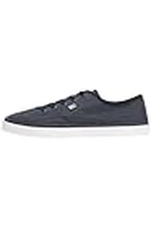 Tommy Hilfiger Sneaker con suela vulcanizada Mujer Washed Canvas Low Top, Azul (Space Blue), 37