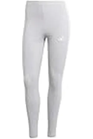 adidas Mujer Essentials 3-Stripes Cotton Leggings, Light Grey Heather/White, XL