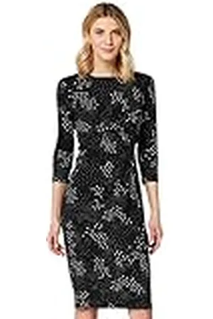TRUTH & FABLE Marca Amazon - Vestido Midi Ajustado de Punto Mujer, Multicolor., 44, Label: XL