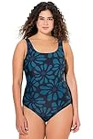 Ulla Popken Badeanzug Alice, Softline, Dg, Flowerpower Traje de baño de una Sola Pieza, , 42-44 Mujeres