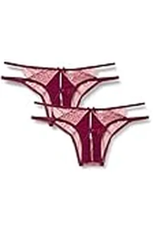 IRIS & LILLY Ropa Interior Sexy sin Entrepierna Mujer, Pack de 2, Rosa Viejo/Burdeos, 40