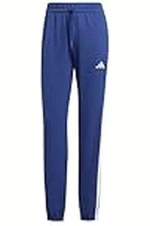 adidas Mujer Essentials 3-Stripes French Terry Cuffed Pants, Dark Blue/White, L