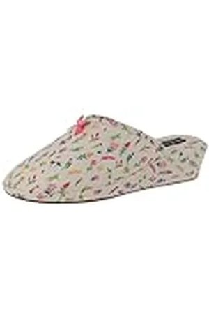 De Fonseca Pantofola Donna Rasatello con Motivi Floreali, Fodera In Cotone, Ciabatte Da Casa, Pantuflas Mujer, , 37 EU