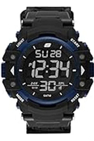 Skechers Reloj Keats para hombre, movimiento digital, 55mm Negro, caja de policarbonato con correa de nailon, SR1035