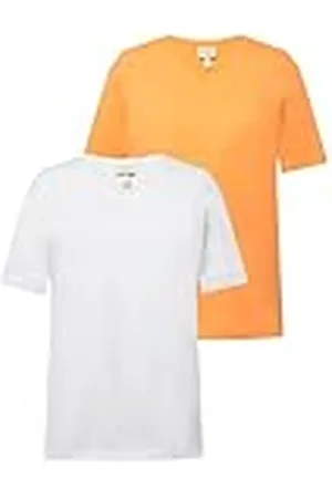 Ulla Popken T-Shirts, 2er-Pack, V-Ausschnitt, Halbarm, Biobaumwolle 2 Camisetas básicas, , 58-60 Mujeres