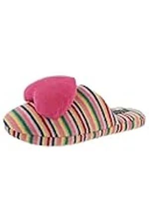 De Fonseca Pantuflas para mujer de esponja a rayas con corazón de peluche, suela de goma TPR reforzada, , 39/40 EU